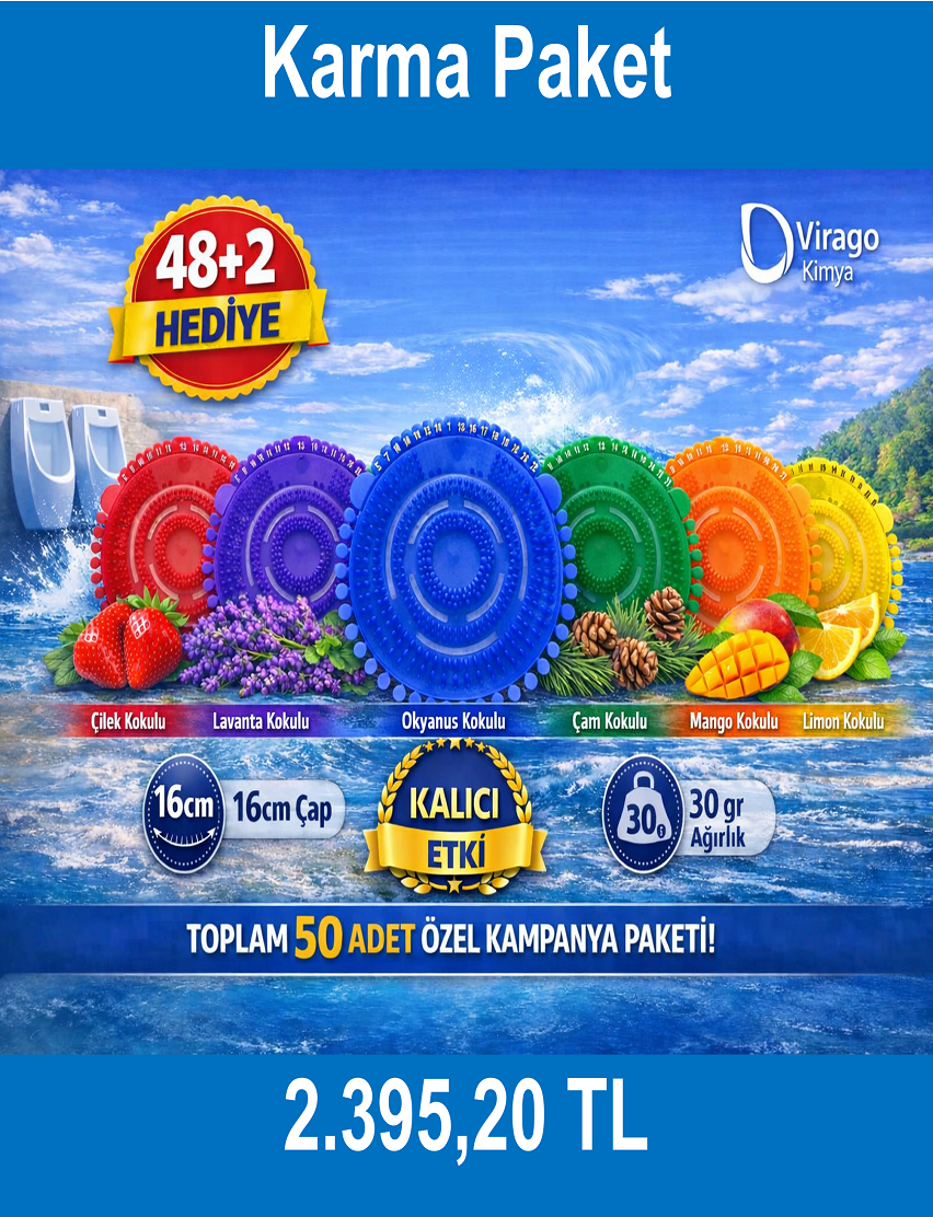 Toptan Koku Giderici Pisuvar Süzgeci - (48 + 2) 50 Adet Karma Paket 